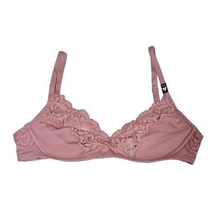 NWT Victoria's Secret Body by Victoria Pink Lace Trim Lounge Unlined Bra - XS